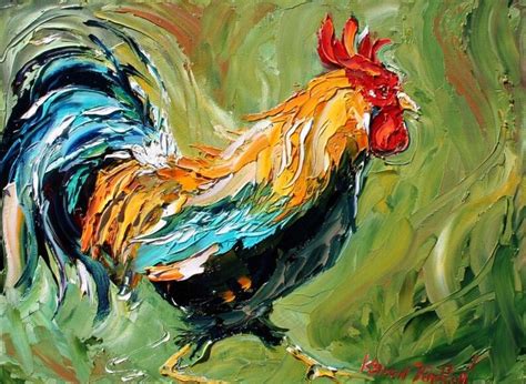 Commission Rooster Original Oil Painting Modern Palette Knife Etsy