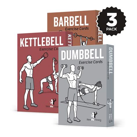 Newme Fitness Exercise Cards 3 Pack Of 62 Barbell
