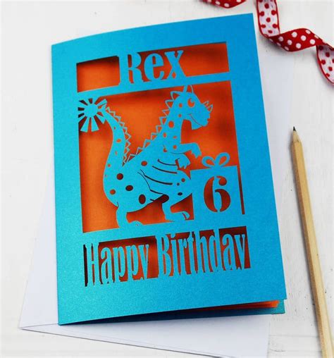 Personalised Papercut Dinosaur Birthday Card By Pogofandango Cards