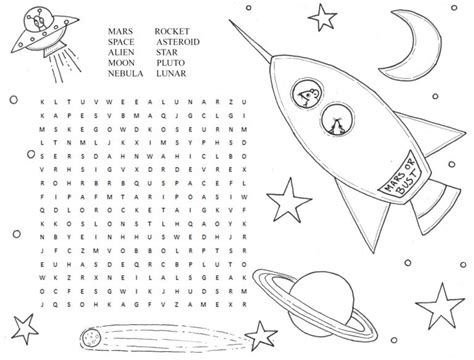 Outer Space Word Search Activity For Kids Learning Printable Outer