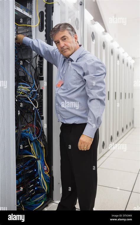 Technician Working And Repairing A Server Stock Photo Alamy