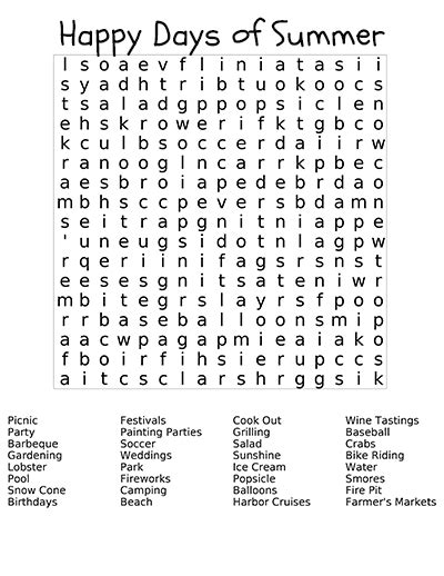 13 Cool Printable Summer Word Searches