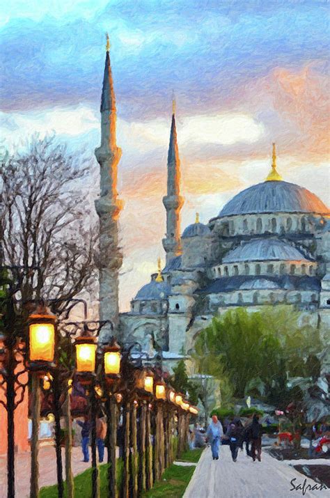 The Blue Mosque Istanbul Painting By Safran Fine Art