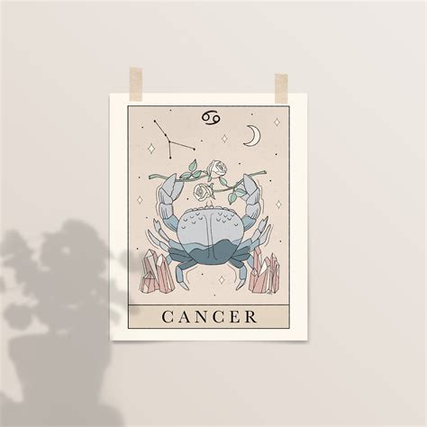 Cancer Zodiac Art Print Tarot Inspired Astrology Printable Etsy