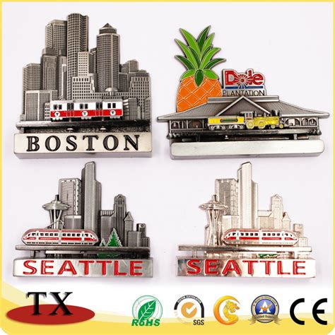 Custom Boston Train Series Metal Fridge Magnet With Gold Copper Tin