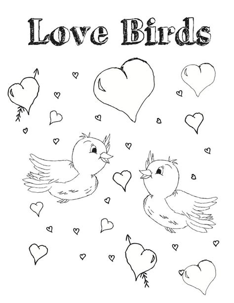 Love Birds Valentines Day Coloring Valentine Day Love Cool Writing