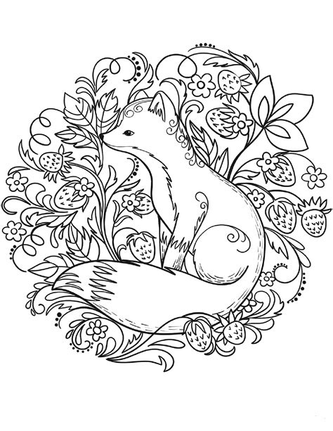 Mandala Fox With Leaves And Flowers Coloring Page Download Print Now