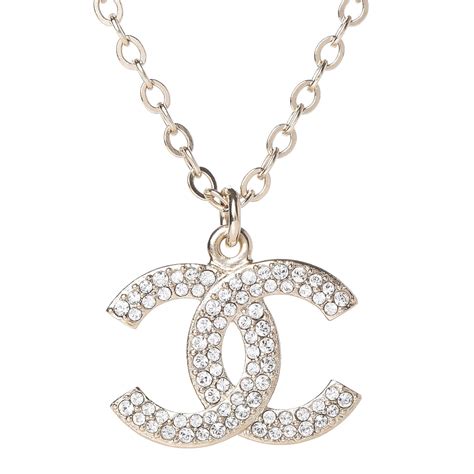 Chanel Crystal Cc Necklace Light Gold 419241