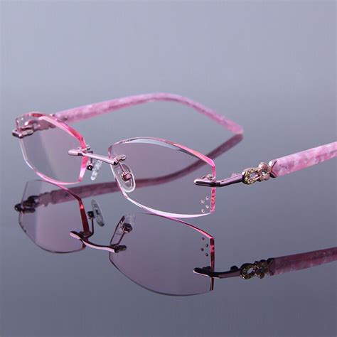 Luxury Reading Glasses Women High Clear Lenses Female Hyperopia Eyeglasses Rimless Rhinestone