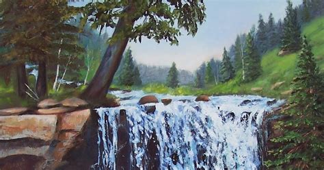 Donna Munsch Fine Art Original Oil Painting Colorado Waterfall 2