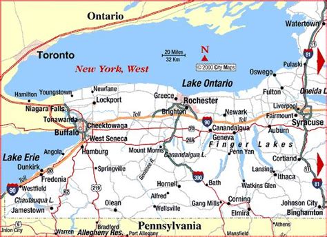 Highway Map Of New York State West Map Of New