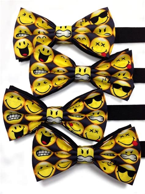 Unisex Emoji Bow Tie Emoticon Bow Tie Funny Faces Bow Tie Etsy