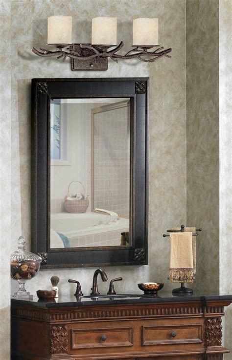 Rustic Bathroom Vanity Light Fixtures Master Bath Kichler Lighting 4 Light Bayley Olde Bronze