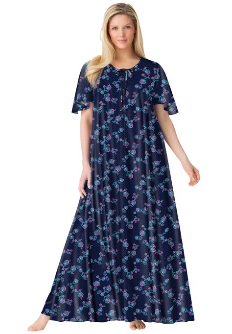 Only Necessities Women S Plus Size Sweeping Printed Dress Or Nightgown Dress Or Nightgown