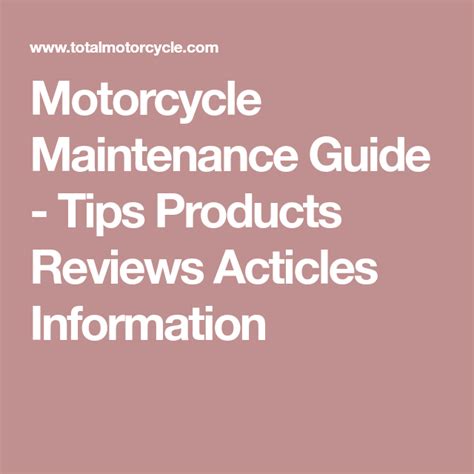 Motorcycle Maintenance Guide Tips Products Reviews Acticles