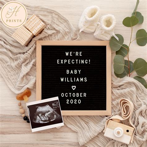 Personalized Digital Gender Neutral Pregnancy Announcement For Social Media All Months Editable