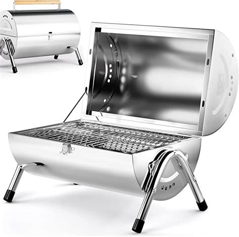 Deuba Stainless Steel Charcoal Bbq Grill With Air Vents Portable