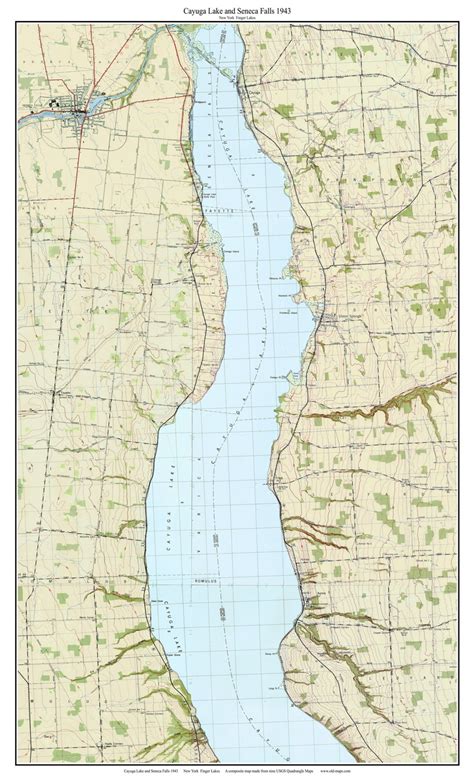Cayuga Lake And Seneca Falls 1943 Custom Usgs Old Topo Map New York