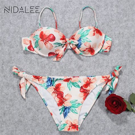 Nidalee Brazilian Sexy Printed Hard Steel Strap Bikini Swimsuit 2019