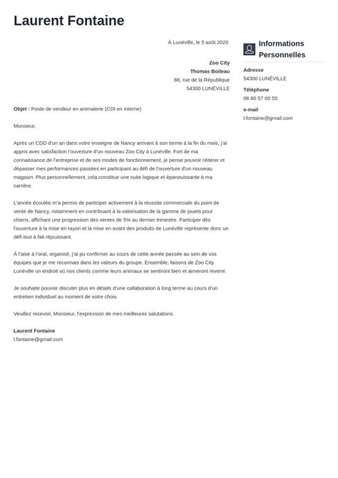 Exemple Lettre De Motivation Pour Un Cdi