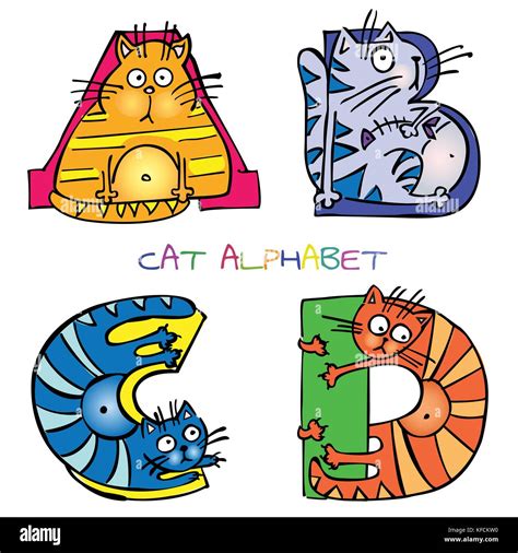 Cat Alphabet A B C D Stock Vector Image And Art Alamy
