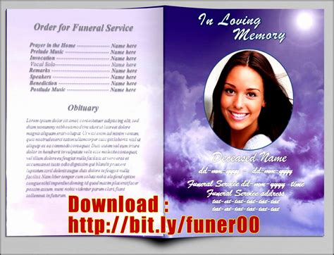 Funeral Program Template Editable Printable Funeral Template A Images