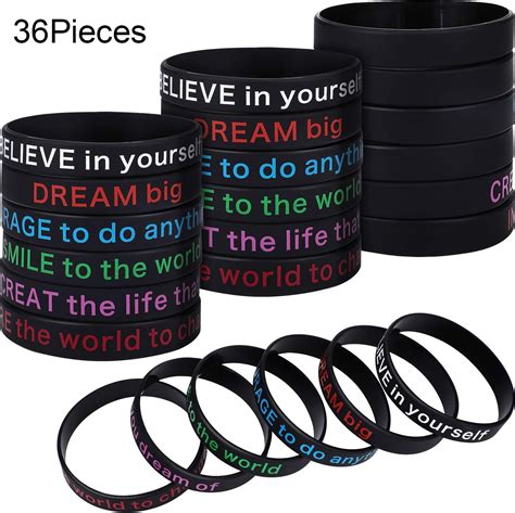Hicarer 36 Pieces Inspirational Silicone Bracelets Motivational Rubber