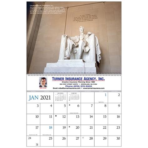 American History Calendar America Wall Calendars 153 Ea