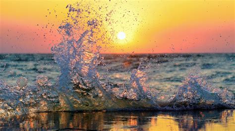 Wallpaper Sunlight Sunset Sea Water Shore Reflection Sunrise