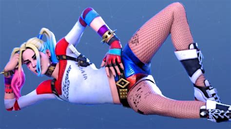 Harley Quinn Showcase W All Dances Emotes Scenario First Fortnite Outfit Skin Youtube