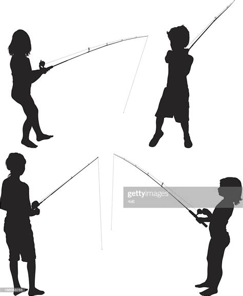 Download Silhouette Of Children Fishing High-Res Vector Graphic ...