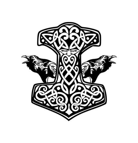 Mjolnir Flanked By Odins Ravens Huginn And Muninn As A Bad Ass