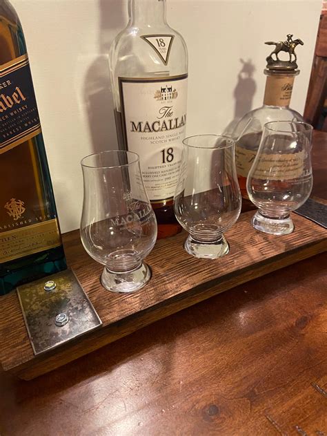 Whiskey Tasting Flight Board 3 Or 4 Glencairn Glasses Etsy