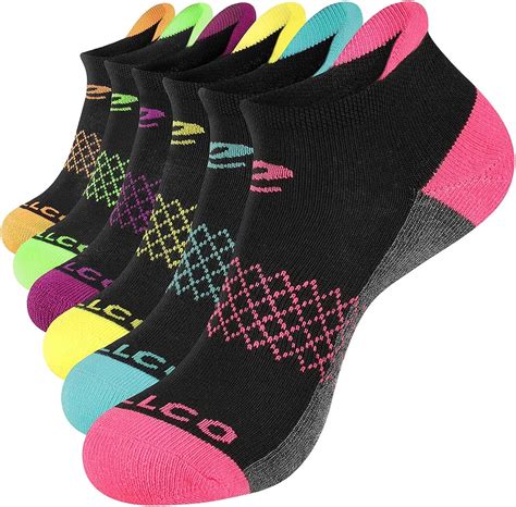 women s ankle socks 6 pack athletic cushioned running socks with heel tab black one size