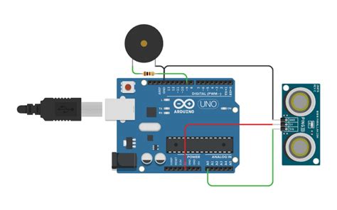 Circuit Design Ultrasonic Sensor And Buzzer Circuit With Arduino