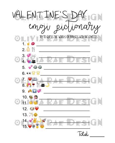 Valentines Day Emoji Pictionary Game Instant Download Etsy