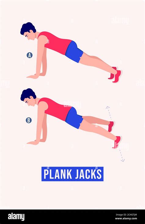Men Doing Plank Jacks Exercise Men Workout Fitness Aerobic And