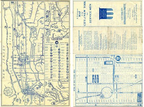 A Convenient Map Of The City Of New York For Service Men 1943
