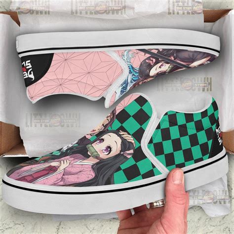 Demon Slayer Tanjiro And Nezuko Shoes Custom Anime Classic Slip On