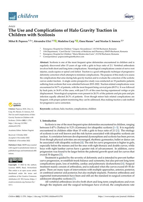 Pdf The Use And Complications Of Halo Gravity Traction In Children