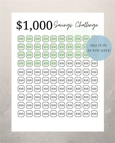 10 Dollar Bill Challenge Printable Savings Challenge Savings Etsy Vrogue