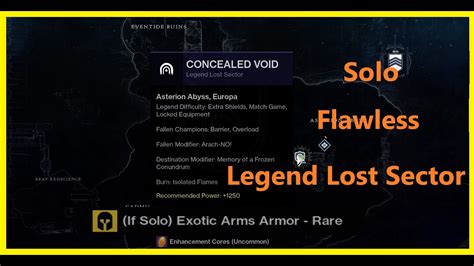 Solo Flawless Legend Lost Sector Concealed Void Destiny 2 Beyond