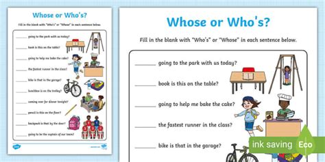 Whos Or Whose Worksheet Teacher Made Twinkl