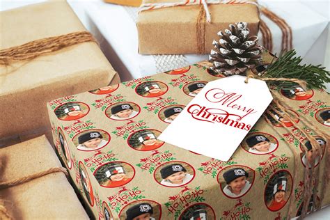 Photo Christmas Wrapping Paper Photo Wrapping Paper Ho Ho Ho Wrapping