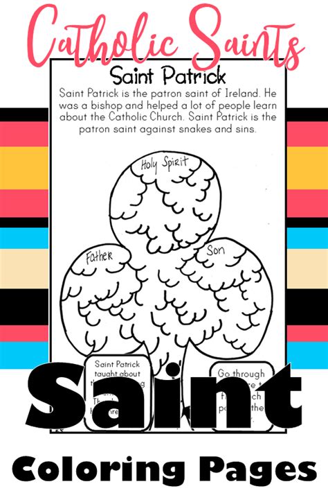 Free printable st patrick's day coloring pages. Catholic Saint Coloring Book with Worksheets & Activities: HUGE Set of Saints! | Saints for kids ...