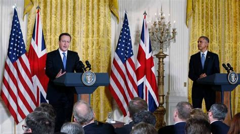 President Barack Obama And Prime Minister David Cameron During A Joint