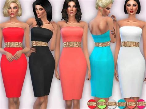 The Sims Resource Gold Embellished Waist Bodycon Dress By Harmonia