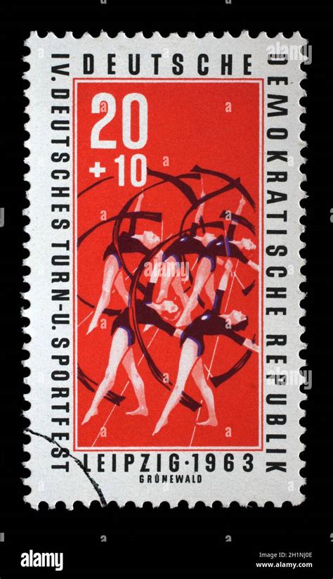 Stamp Issued In Germany Democratic Republic Ddr Shows Gymnastics Sports Tournament In