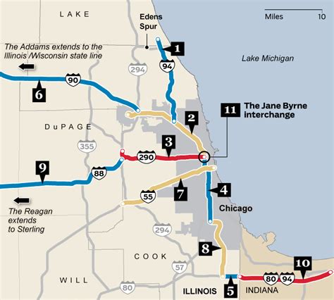 Map Of Chicago Expressways Coastal Map World