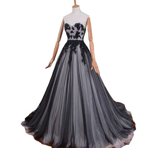 Kivary Gothic Black And Ivory A Line Long Corset Prom Evening Dresses